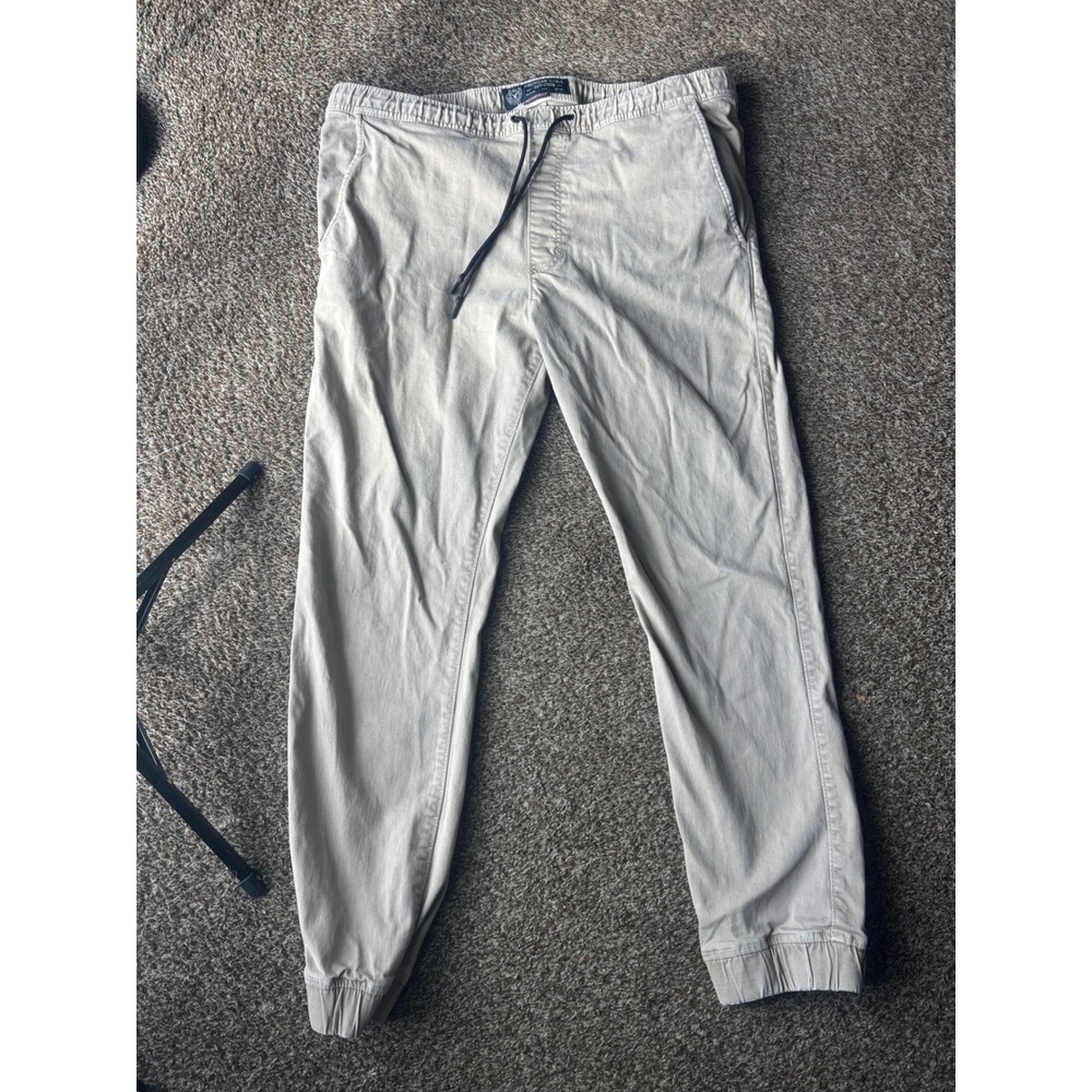American Eagle Men's Active Flex Jogger Pants Mens Large Tan Khaki Drawstring L